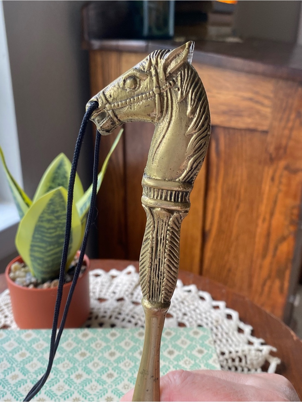 Vintage Brass Horse-Head Shoe Horn 11” inches EUC
